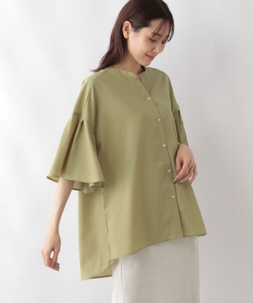 さらさらフレアスリーブシャツ5分袖/120190