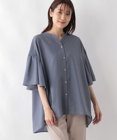 さらさらフレアスリーブシャツ5分袖/120190