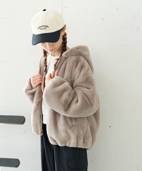 洗えるフワモコファーZIPパーカー/キッズ/116650｜グローバルワークの