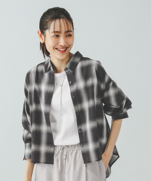 イージーケアリネンバックフレアシャツ/288648