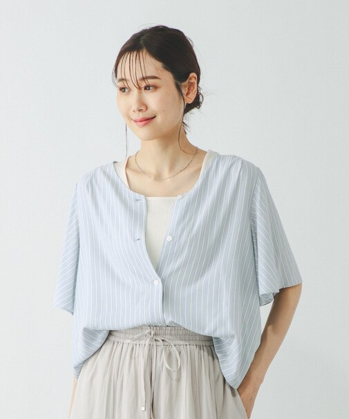 さらさらリラックスVネックブラウス半袖/290894