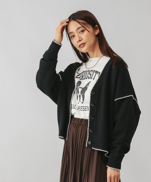 40❤️ブラック　カーディガン LOVETOXIC Lovetoxic ラブトキシック 洗える リボン刺繍カーディガン