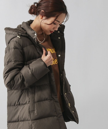 ウツクシルエット撥水ダウンコート/497165