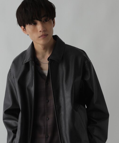フェイクレザーブルゾン/CLEAN MODE/498086