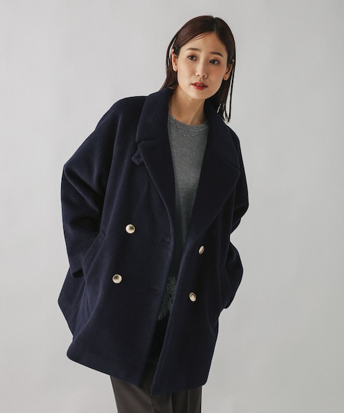 軽やかストレッチ襟2WAYミドルコート/499658｜グローバルワークの通販