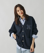 スウェットライクロゴVネックカーディガン/571352