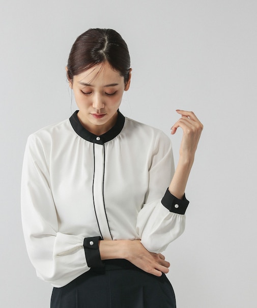 キレイつづく配色ブラウス/581008