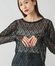 ストレッチ総レースプルオーバー長袖/580886