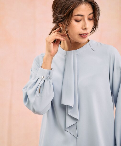 キレイつづくボウタイ風ブラウス/581015