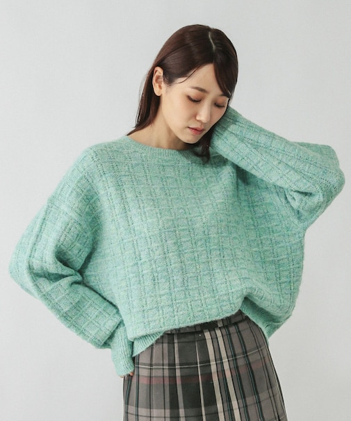 モヘヤタッチ編み柄クループルオーバー/581175