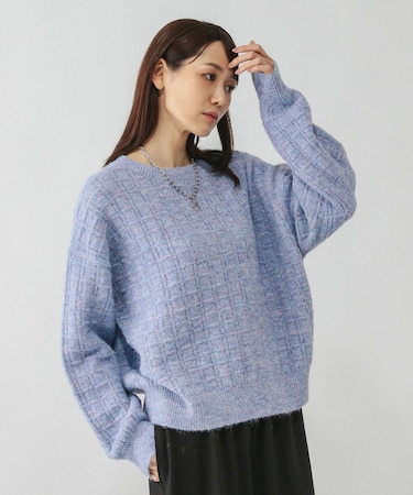 モヘヤタッチ編み柄クループルオーバー/581175