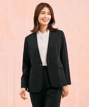  ウツクシルエットノーカラージャケット/581021