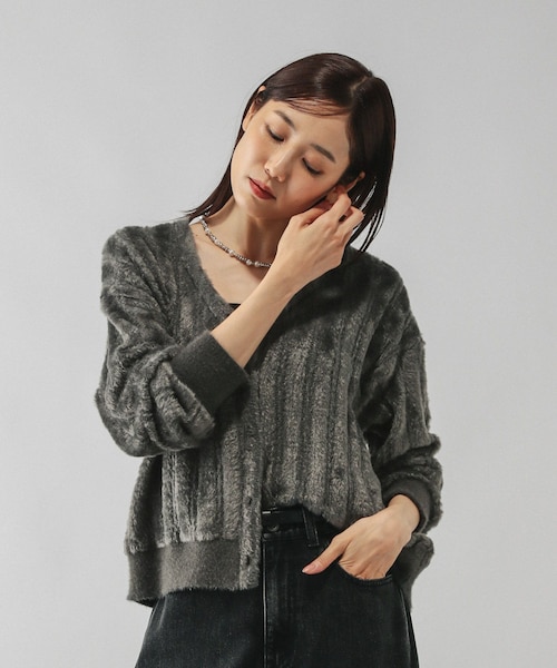ショートシャギーVネックカーディガン/581156｜グローバルワークの通販