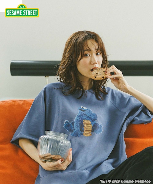 セサミストリート/乾きやすいスウェット/6分袖/583466