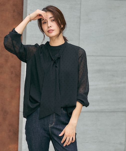 ドビー2WAYボウタイブラウス/591839