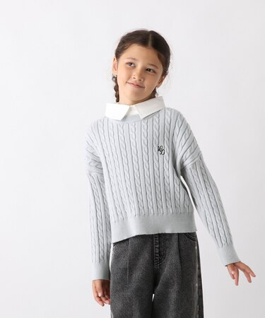 メルティ襟付きケーブルプルオーバー/キッズ/593433