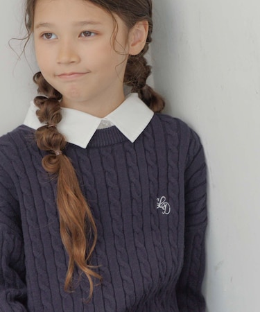 メルティ襟付きケーブルプルオーバー/キッズ/593433