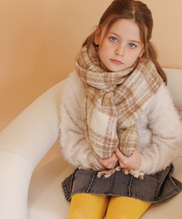 静電防止チェックマフラー/キッズ/595550