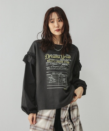 フリルプリントスウェットプルオーバー/599584