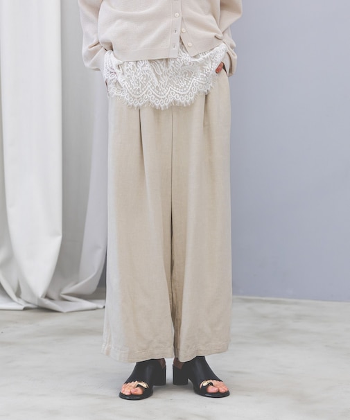 フレンチリネンワイドパンツ/600996