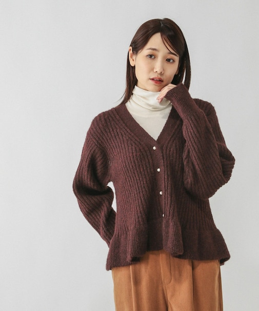 モヘヤタッチペプラムカーディガン/603655