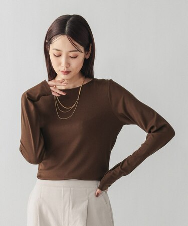 Fffit エフィット/リブボートネック長袖T/612403