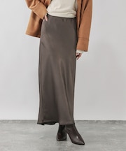 サテンストレッチフレアスカート/634549