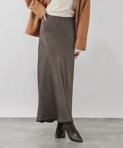 サテンストレッチフレアスカート/634549