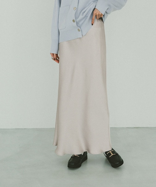 サテンストレッチフレアスカート/634549