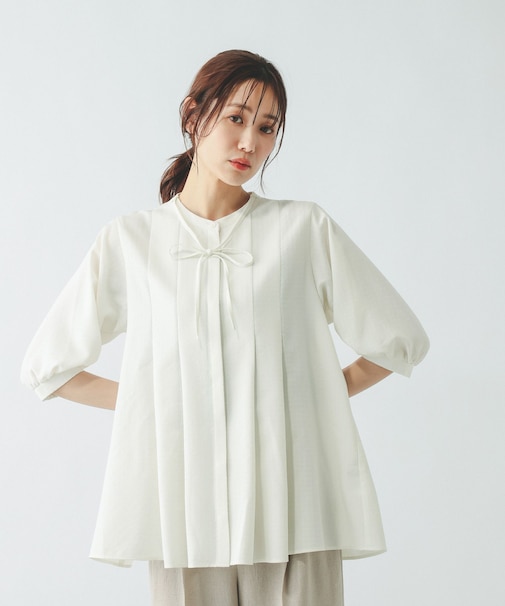 キレイつづくリボンタイブラウス/636618