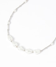 ポイントガラス変形パールネックレス/637734