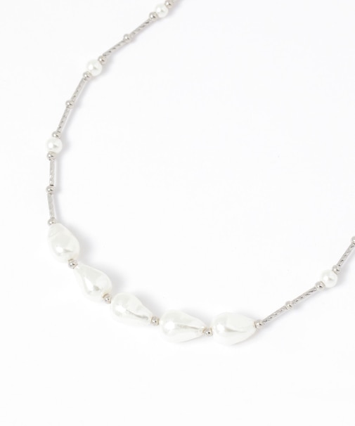 ポイントガラス変形パールネックレス/637734