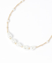 ポイントガラス変形パールネックレス/637734