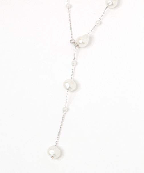 ガラス変形パールY字ネックレス/637732