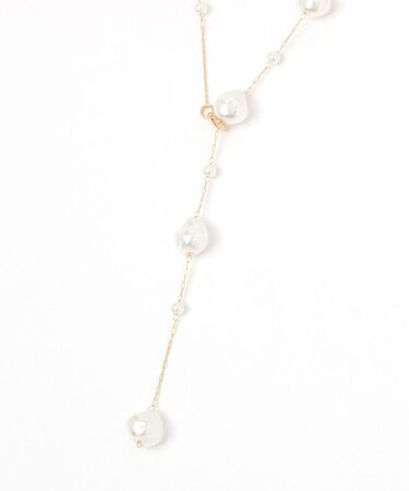 ガラス変形パールY字ネックレス/637732