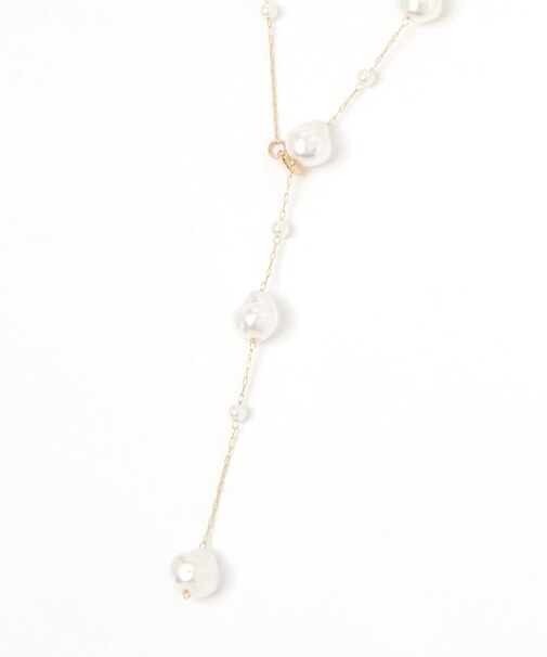 ガラス変形パールY字ネックレス/637732