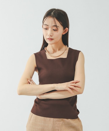 洗えるスクエアニットタンク/640404