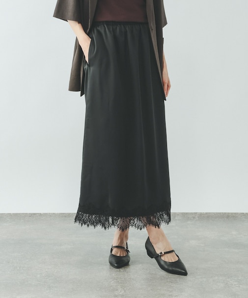 サテンレーススカート/661715