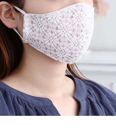フラワーレース抗ウイルスガーゼマスク/女性向けMサイズ