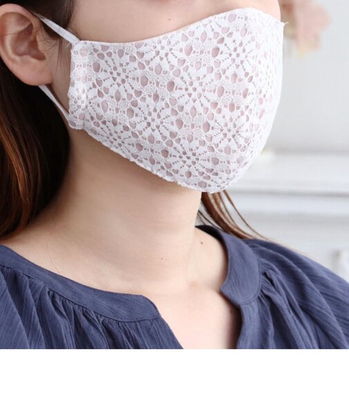 フラワーレース抗ウイルスガーゼマスク/女性向けMサイズ