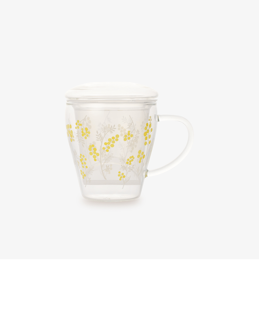 ミモザ茶漉し付き耐熱マグカップ