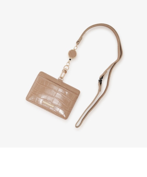 クロコ調コードリール付きIDケース