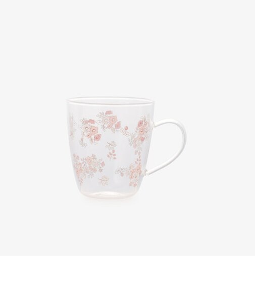 フラワー耐熱ガラスマグカップ