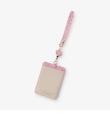 フラワープリントコードリール付きパスケース