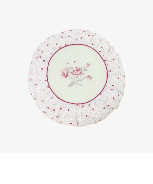 フラワー刺繍ラウンドクッション