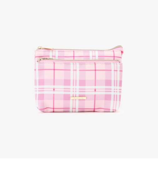 タータンチェック柄ダブルポーチ