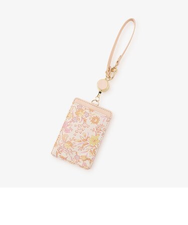 水彩フラワーコードリール付きパスケース