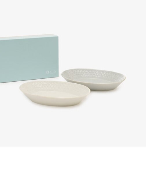 美濃焼オーバルボウルペアセット/フォグ