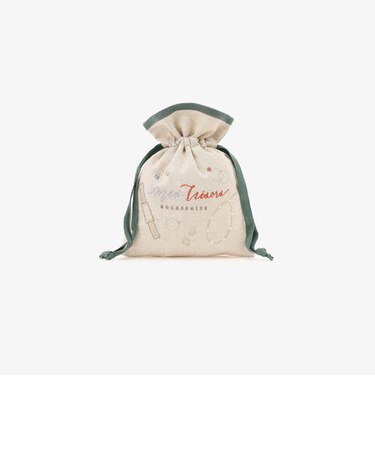 刺繍リネン巾着ポーチS