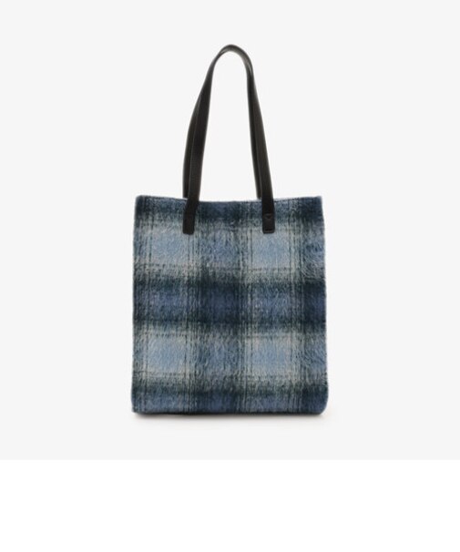 シャギーチェックトートバッグ